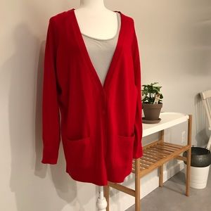 Long A.N.A. red cardigan with pockets XL